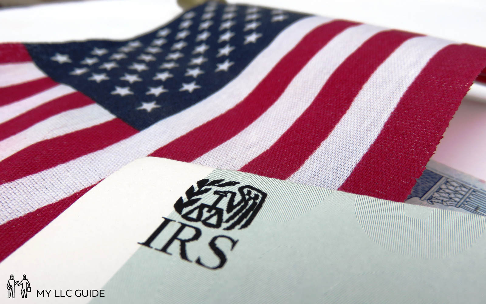 american flag and irs document